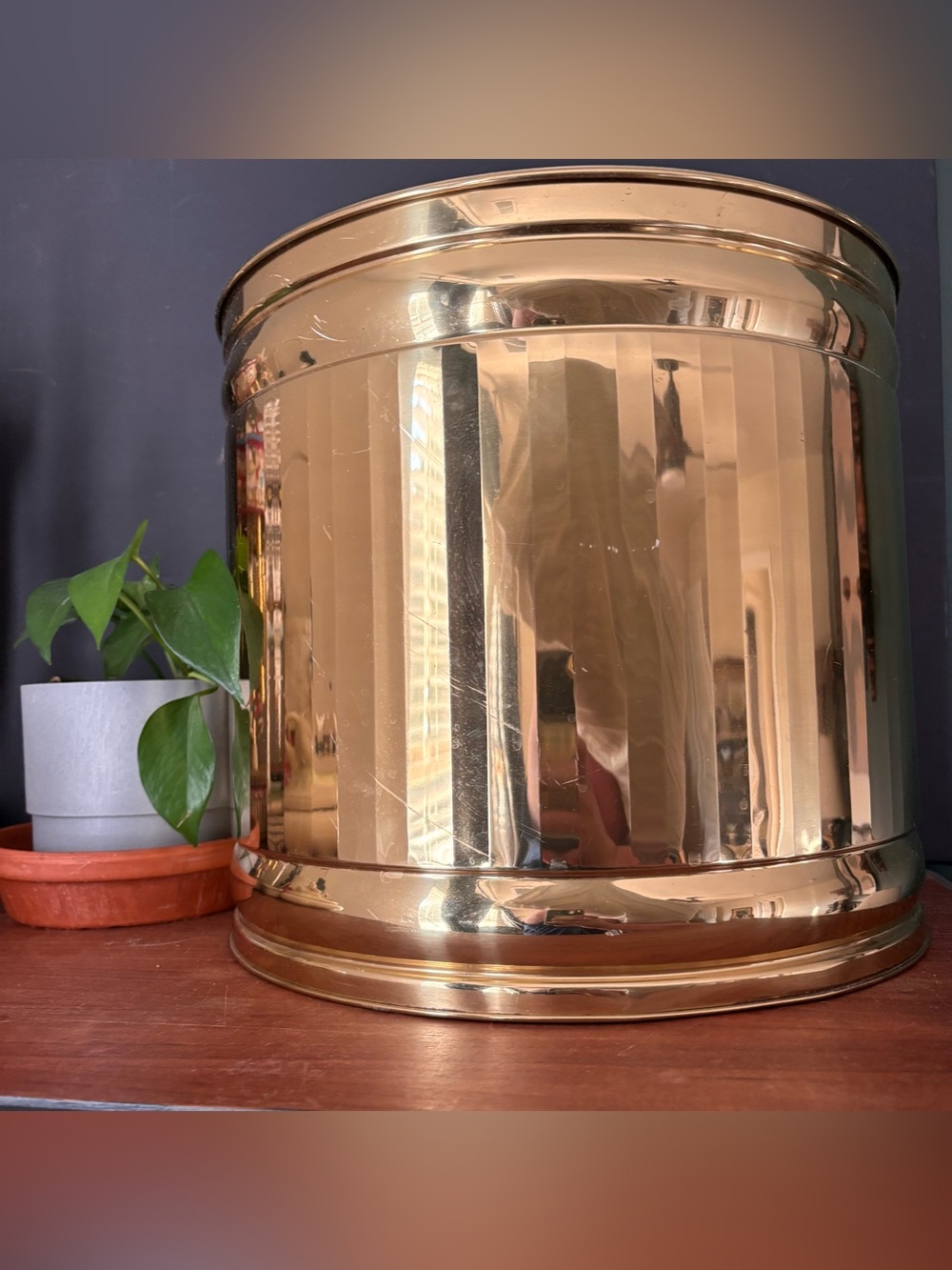 Vintage Brass Decorative Planter / Cachepot